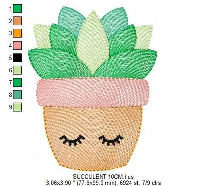 Cactus embroidery designs - Succulent embroidery design machine embroidery pattern - Mexican cactus design - Plant vase pot embroidery file Marcia Embroidery