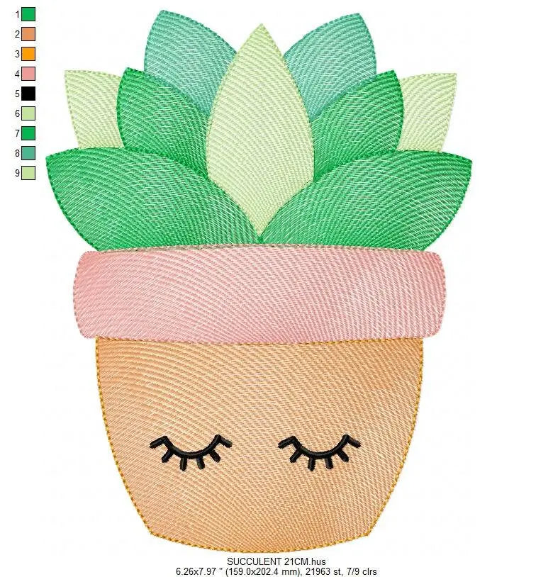 Cactus embroidery designs - Succulent embroidery design machine embroidery pattern - Mexican cactus design - Plant vase pot embroidery file Marcia Embroidery