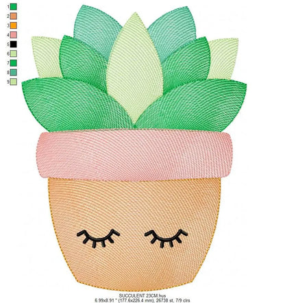Cactus embroidery designs - Succulent embroidery design machine embroidery pattern - Mexican cactus design - Plant vase pot embroidery file Marcia Embroidery