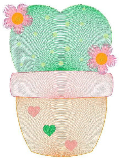 Cactus embroidery designs - Succulent embroidery design machine embroidery pattern - Mexican cactus in a pot - Plant vase embroidery file Marcia Embroidery