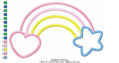 Rainbow embroidery design - Rainbow applique embroidery designs machine embroidery pattern - Baby girl embroidery file - sky rainbow cute