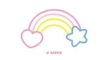 Charger l&#39;image dans la galerie, Rainbow embroidery design - Rainbow applique embroidery designs machine embroidery pattern - Baby girl embroidery file - sky rainbow cute
