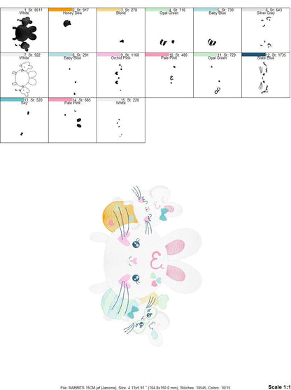 Easter Bunny embroidery design - Rabbit embroidery designs machine embroidery pattern - baby girl embroidery file - rabbits with easter eggs Marcia Embroidery