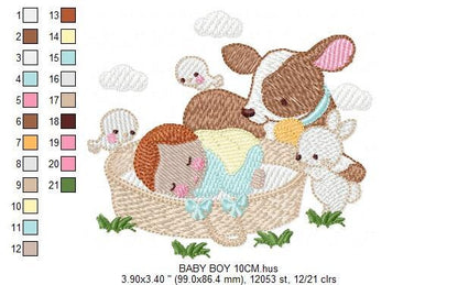 Sleeping baby embroidery design - Baby boy embroidery design machine embroidery pattern - Newborn embroidery file nursery  instant download Marcia Embroidery