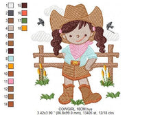 Cargar imagen en el visor de la galería, Cowgirl embroidery designs - Cowboy embroidery design machine embroidery pattern - Baby girl embroidery file - Farm cowboy hat wrangler
