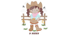 Charger l&#39;image dans la galerie, Cowgirl embroidery designs - Cowboy embroidery design machine embroidery pattern - Baby girl embroidery file - Farm cowboy hat wrangler
