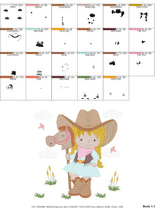 Cowgirl embroidery design - Baby girl embroidery designs machine embroidery pattern - Kid embroidery file Cowboy with Horse instant download