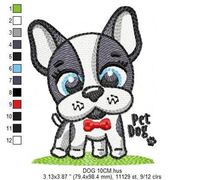 French bulldog embroidery designs - Pet Dog machine embroidery pattern - Puppy embroidery file - Instant digital download pes jef dst hus Marcia Embroidery
