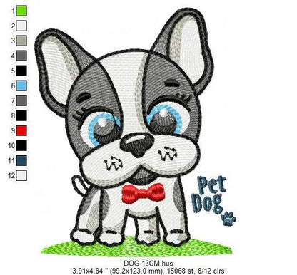 French bulldog embroidery designs - Pet Dog machine embroidery pattern - Puppy embroidery file - Instant digital download pes jef dst hus Marcia Embroidery