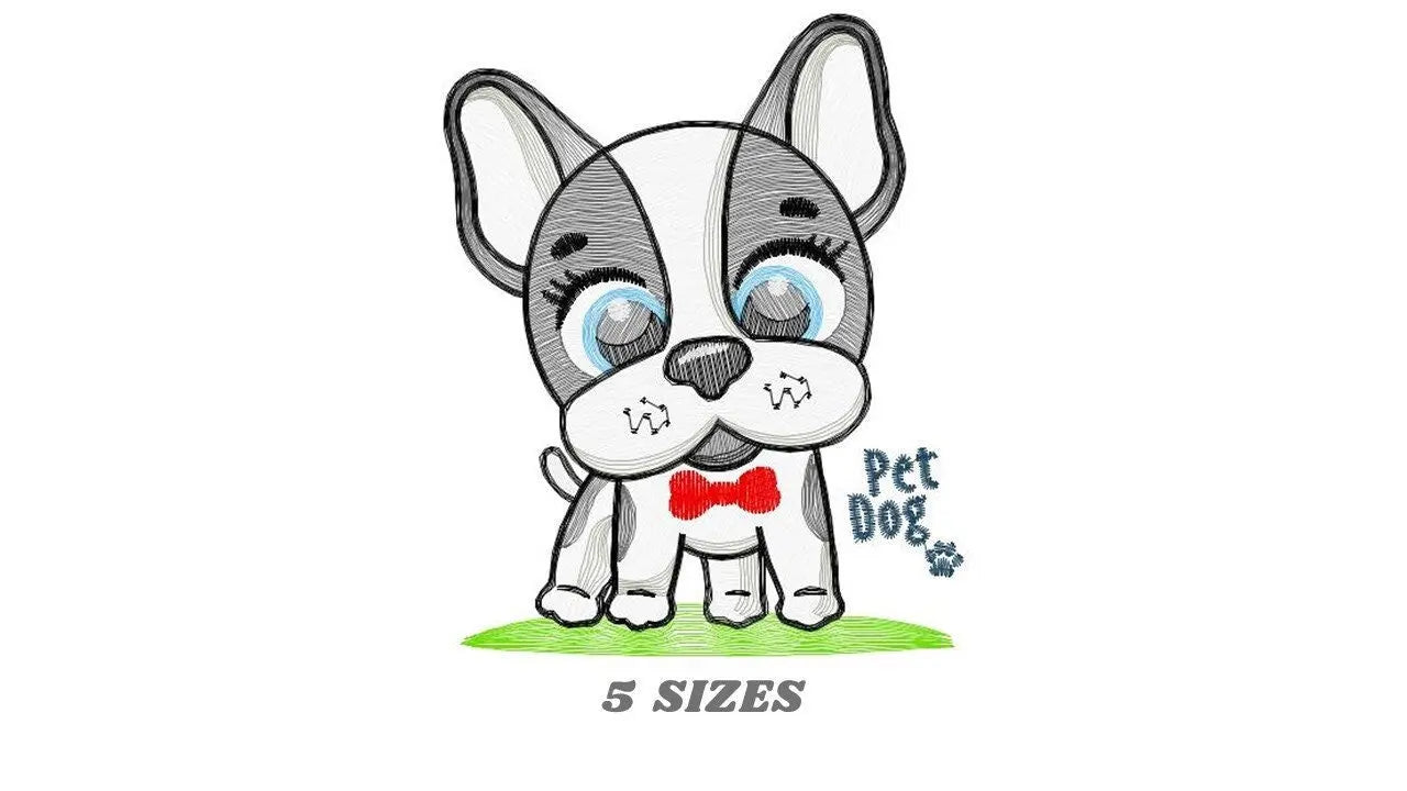 French bulldog embroidery designs - Pet Dog machine embroidery pattern - Puppy embroidery file - Instant digital download pes jef dst hus Marcia Embroidery