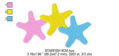 Starfish embroidery designs - Stars fish sea embroidery design machine embroidery pattern - Ocean sea rippled design - instant download pes