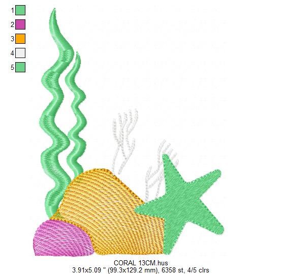 Coral embroidery designs - Seaweed embroidery design machine embroidery pattern - Starfish Ocean deep sea embroidery file - instant download