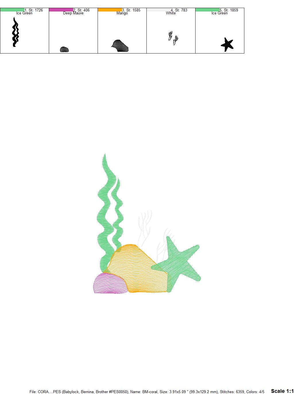 Coral embroidery designs - Seaweed embroidery design machine embroidery pattern - Starfish Ocean deep sea embroidery file - instant download