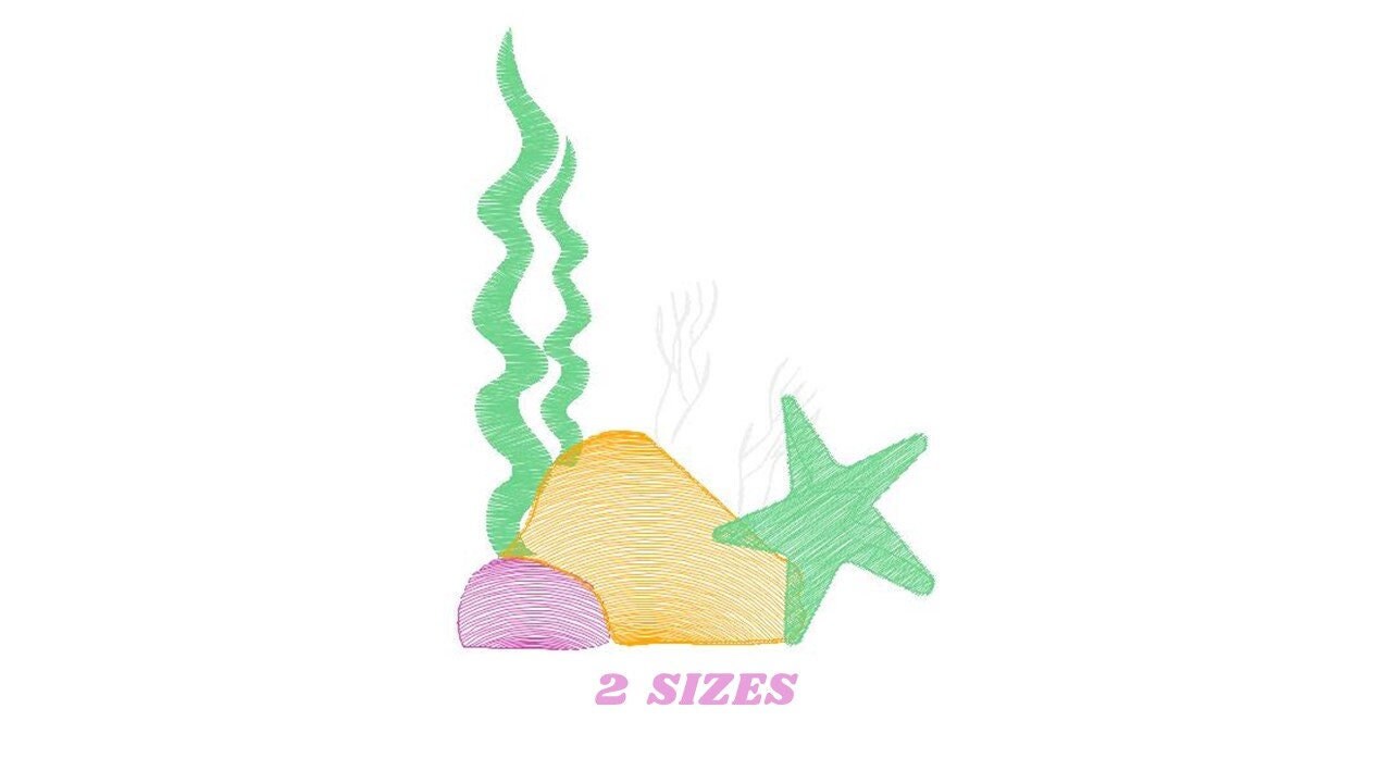 Coral embroidery designs - Seaweed embroidery design machine embroidery pattern - Starfish Ocean deep sea embroidery file - instant download