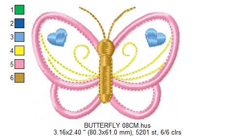 Butterfly embroidery design - Butterflies applique machine embroidery pattern - Baby girl file - Instant digital download jef pes dst hus Marcia Embroidery
