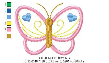 Butterfly embroidery design - Butterflies applique machine embroidery pattern - Baby girl file - Instant digital download jef pes dst hus Marcia Embroidery