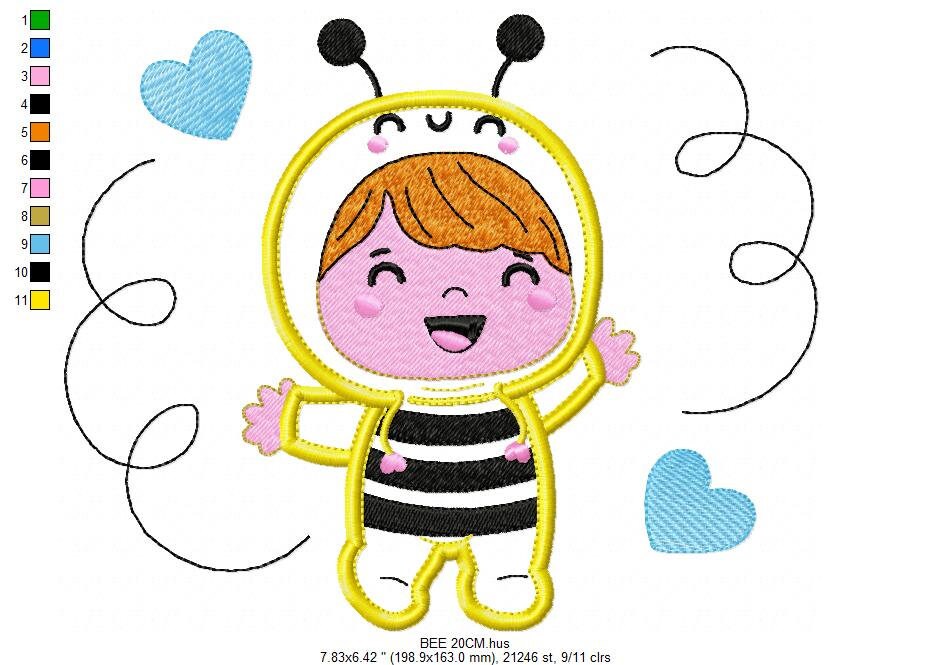 Bee embroidery design - Baby Girl embroidery designs machine embroidery pattern - Children embroidery file - Bee aplique design Halloween Marcia Embroidery