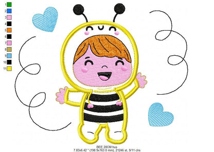 Bee embroidery design - Baby Girl embroidery designs machine embroidery pattern - Children embroidery file - Bee aplique design Halloween Marcia Embroidery