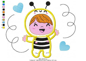 Bee embroidery design - Baby Girl embroidery designs machine embroidery pattern - Children embroidery file - Bee aplique design Halloween