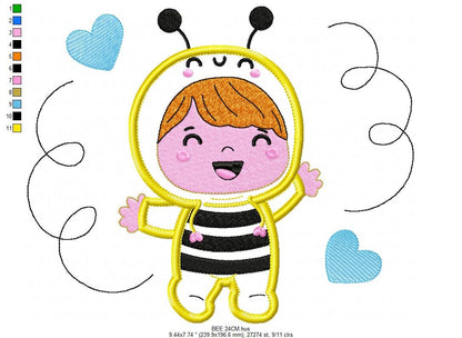 Bee embroidery design - Baby Girl embroidery designs machine embroidery pattern - Children embroidery file - Bee aplique design Halloween Marcia Embroidery