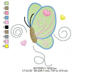 Butterfly embroidery design - Cute embroidery designs machine embroidery pattern - Baby girl embroidery file - instant download digital pes