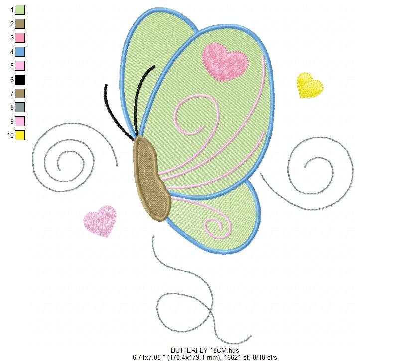 Butterfly embroidery design - Cute embroidery designs machine embroidery pattern - Baby girl embroidery file - instant download digital pes - Marcia Embroidery