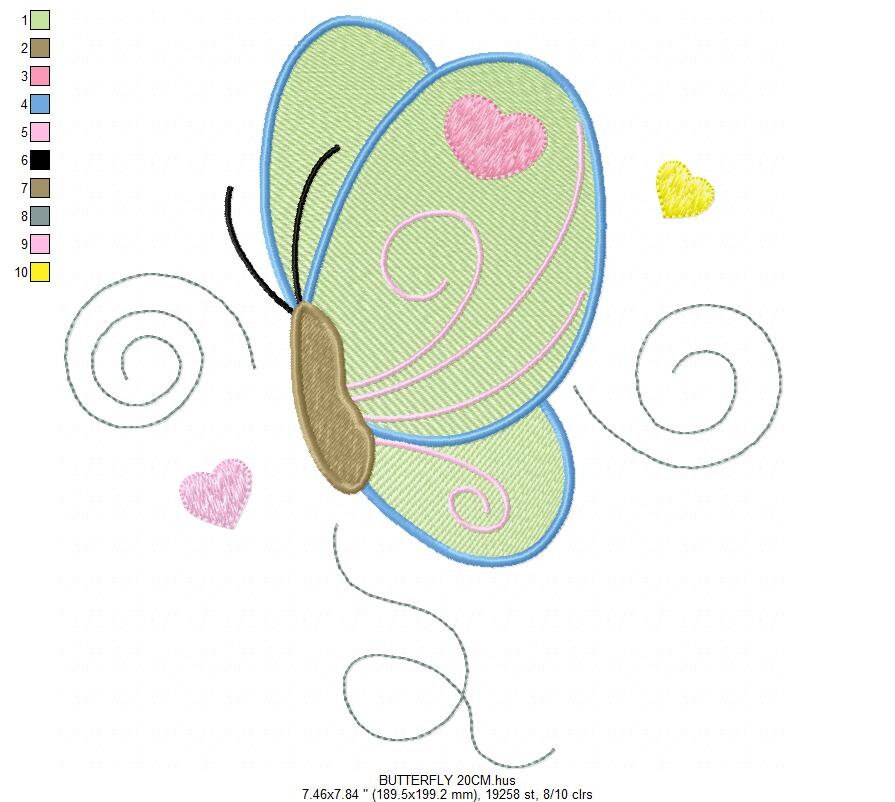 Butterfly embroidery design - Cute embroidery designs machine embroidery pattern - Baby girl embroidery file - instant download digital pes - Marcia Embroidery
