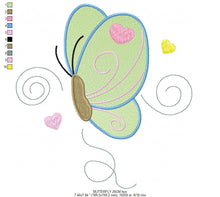 Cargar imagen en el visor de la galería, Butterfly embroidery design - Cute embroidery designs machine embroidery pattern - Baby girl embroidery file - instant download digital pes
