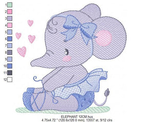 Elephant embroidery designs - Ballerina embroidery design machine embroidery pattern - Baby girl embroidery file - kid embroidery pes jef