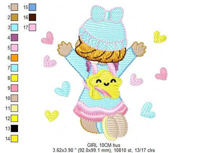 Baby girl embroidery designs - Girl with hearts embroidery design machine embroidery pattern - Happy girl embroidery file - instant download Marcia Embroidery