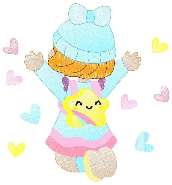 Baby girl embroidery designs - Girl with hearts embroidery design machine embroidery pattern - Happy girl embroidery file - instant download Marcia Embroidery