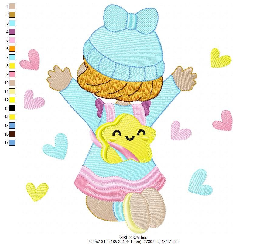 Baby girl embroidery designs - Girl with hearts embroidery design machine embroidery pattern - Happy girl embroidery file - instant download Marcia Embroidery