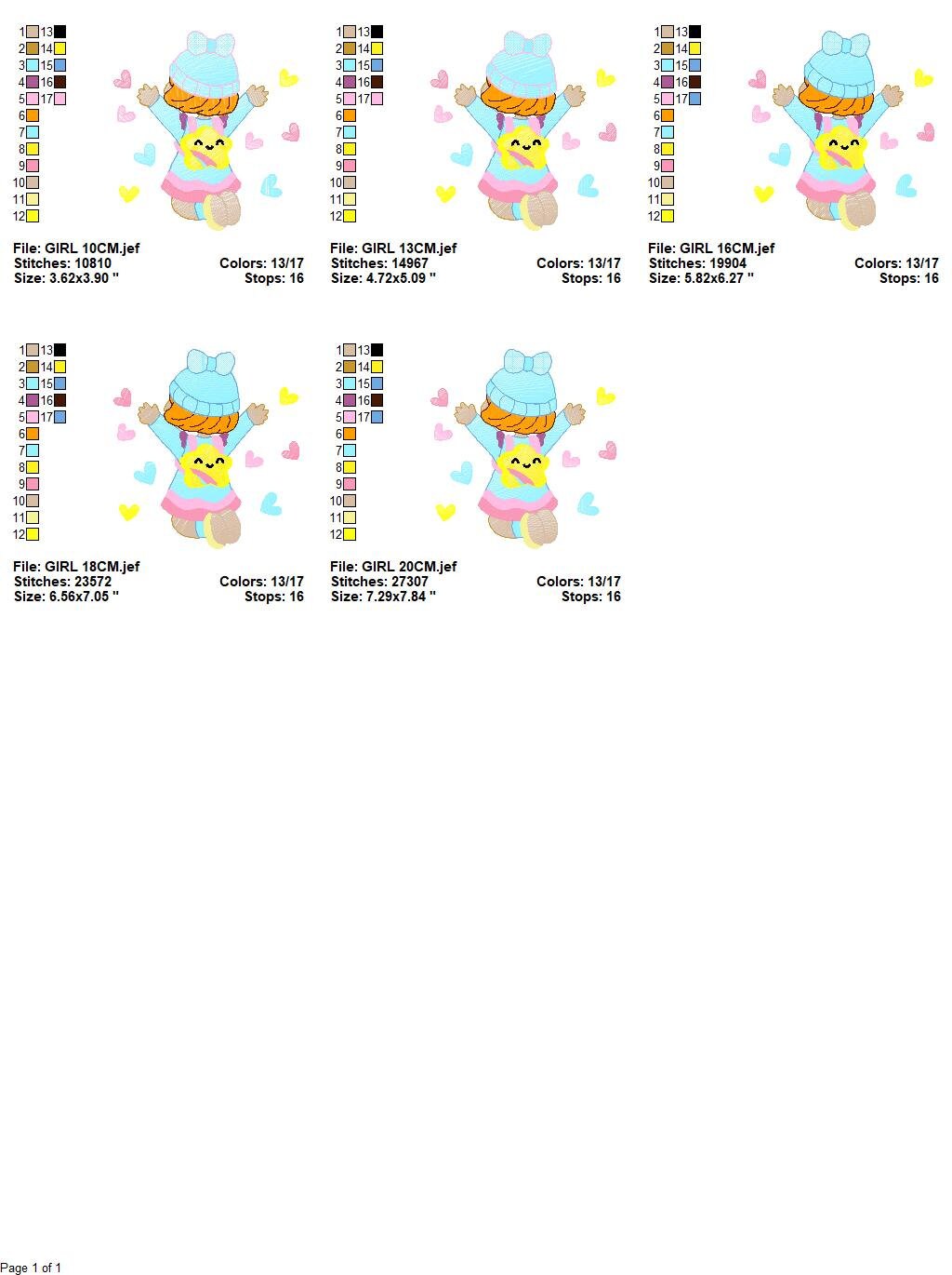Baby girl embroidery designs - Girl with hearts embroidery design machine embroidery pattern - Happy girl embroidery file - instant download Marcia Embroidery