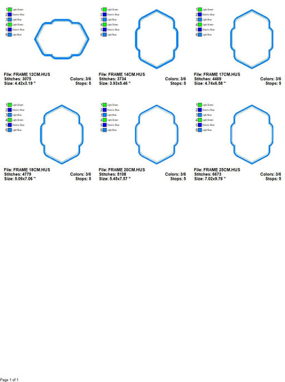 Frame embroidery designs set - Frame Applique Design Shape Machine embroidery pattern - Curly Monogram Form - instant download