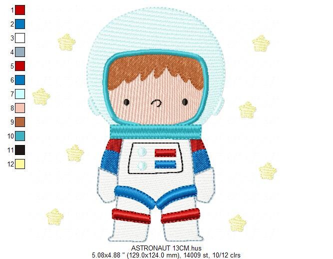 Astronaut embroidery designs - Baby boy embroidery design machine embroidery pattern - instant download - Space embroidery file Star Rocket