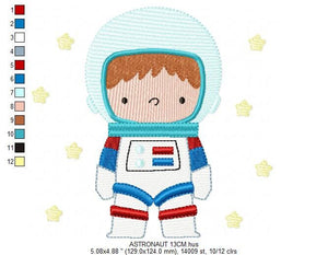 Astronaut embroidery designs - Baby boy embroidery design machine embroidery pattern - instant download - Space embroidery file Star Rocket