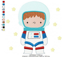 Astronaut embroidery designs - Baby boy embroidery design machine embroidery pattern - instant download - Space embroidery file Star Rocket