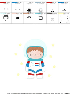 Astronaut embroidery designs - Baby boy embroidery design machine embroidery pattern - instant download - Space embroidery file Star Rocket