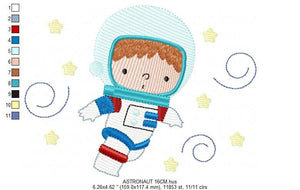 Astronaut embroidery designs - Baby boy embroidery design machine embroidery pattern - Space embroidery file - instant download Star Rocket