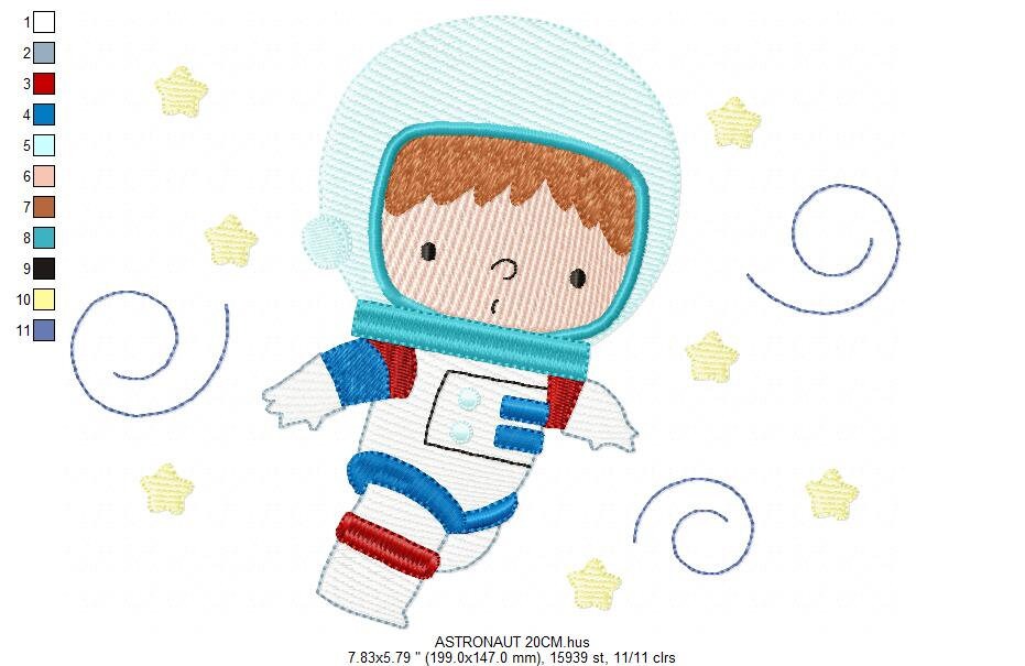 Astronaut embroidery designs - Baby boy embroidery design machine embroidery pattern - Space embroidery file - instant download Star Rocket