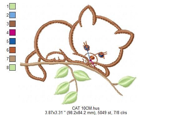 Cat embroidery design - Animal embroidery designs machine embroidery pattern - Kitty embroidery file - baby girl embroidery cat applique