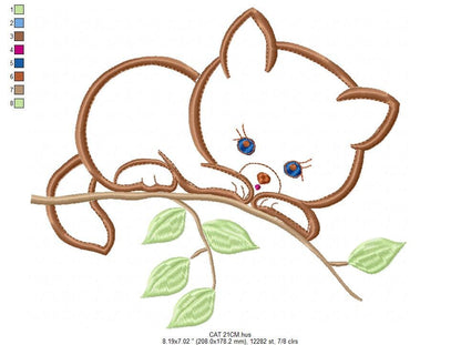 Cat embroidery design - Animal embroidery designs machine embroidery pattern - Kitty embroidery file - baby girl embroidery cat applique