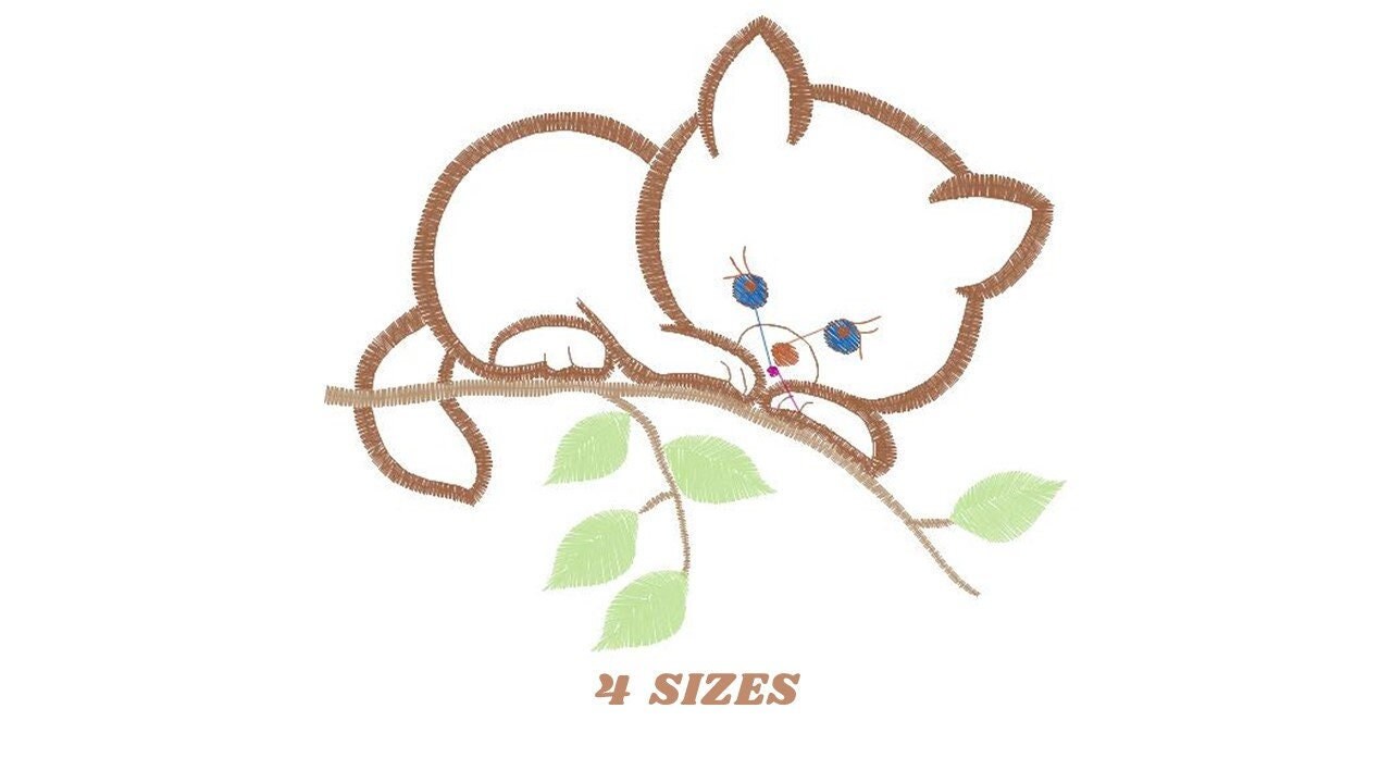 Cat embroidery design - Animal embroidery designs machine embroidery pattern - Kitty embroidery file - baby girl embroidery cat applique
