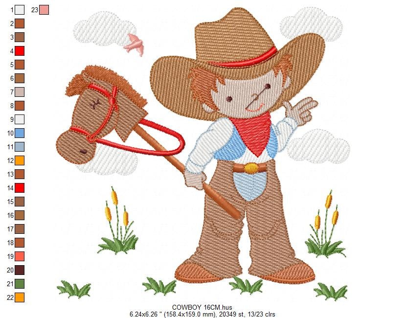 Cowboy embroidery design - Baby boy embroidery designs machine embroidery pattern - Kid embroidery file Cowboy with Horse instant download