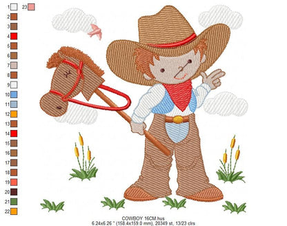 Cowboy embroidery design - Baby boy embroidery designs machine embroidery pattern - Kid embroidery file Cowboy with Horse instant download