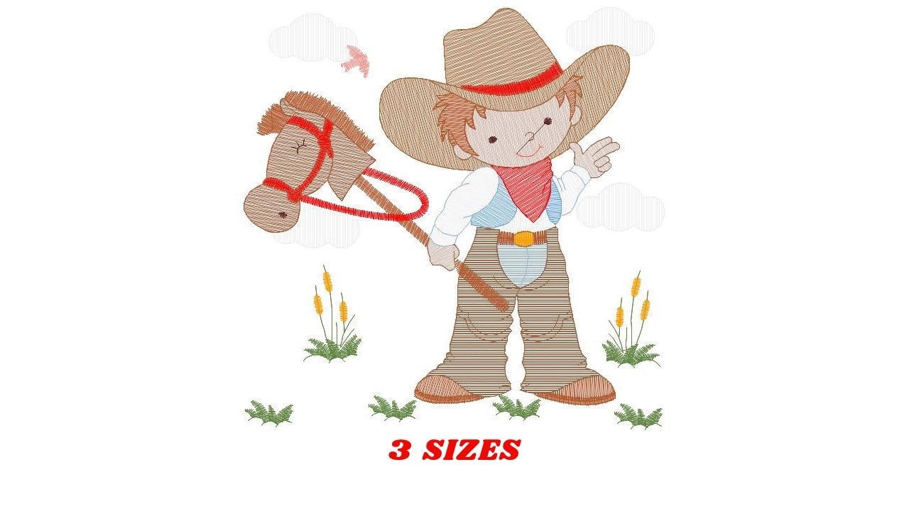 Cowboy embroidery design - Baby boy embroidery designs machine embroidery pattern - Kid embroidery file Cowboy with Horse instant download