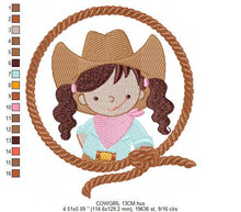 Load image into Gallery viewer, Cowgirl embroidery designs - Baby girl embroidery design machine embroidery pattern - Wrangler embroidery file - Cowgirl Frame embroidery
