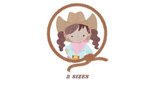 Cargar imagen en el visor de la galería, Cowgirl embroidery designs - Baby girl embroidery design machine embroidery pattern - Wrangler embroidery file - Cowgirl Frame embroidery
