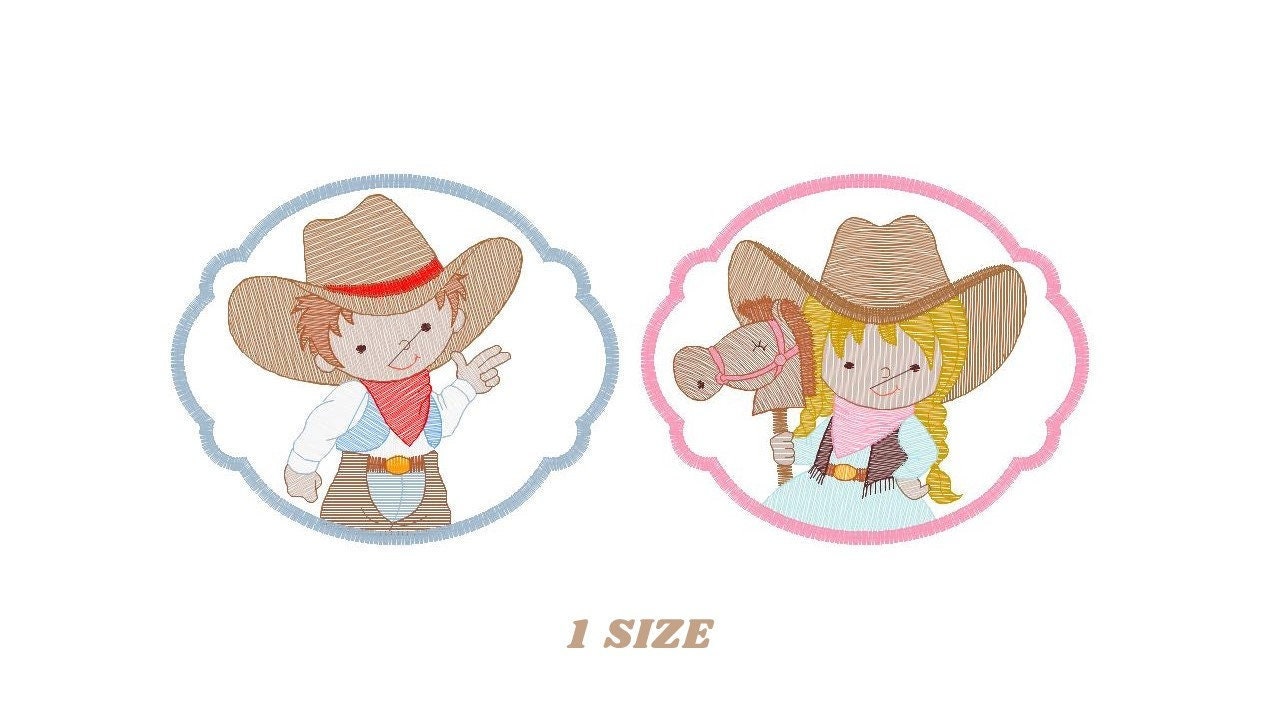 Cowboy embroidery design - Cowgirl embroidery designs machine embroidery pattern - wrangler embroidery file - Farm horse rancher buckaroo Marcia Embroidery