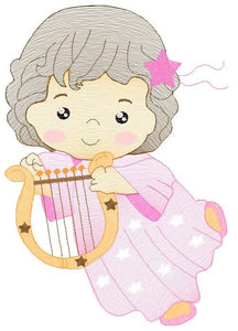 Angel with harp embroidery designs - Baby girl embroidery design machine embroidery pattern - Angel embroidery file - instant download jef